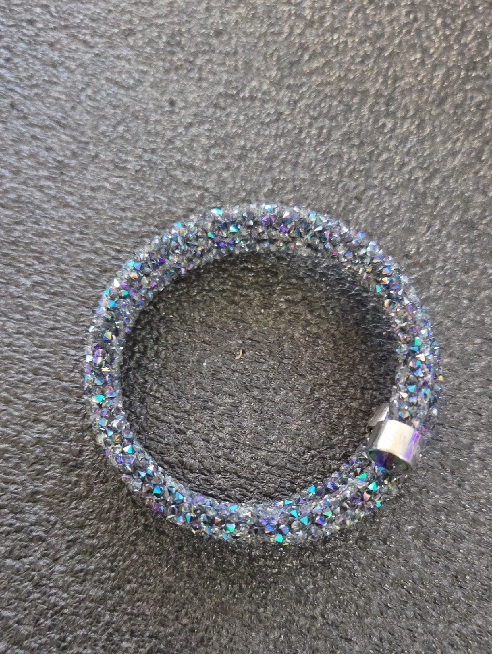 Swarovski Crystaldust Double Wrap Bracelet Iridescent Gray Purple Cuff